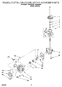 BRAKE, CLUTCH, GEARCASE, MOTOR AND PUMP Diagram and Parts List for LTG5243BN2  Whirlpool Washer Dryer Combo