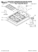 COOKTOP, BURNER AND GRATE PARTS Diagram and Parts List for SCS3617RB03  Whirlpool Cooktop