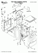 TOP AND CABINET PARTS Diagram and Parts List for WFW8400TW03  Whirlpool Washer