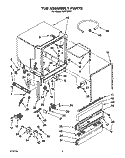 TUB Diagram and Parts List for DU8700XY1  Whirlpool Dishwasher