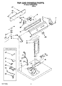 TOP AND CONSOLE PARTS Diagram and Parts List for GCEM2990TQ0  Whirlpool Dryer