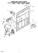 DOOR AND LATCH PARTS Diagram and Parts List for DU1100XTPB8  Whirlpool Dishwasher