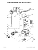 PUMP, WASHARM AND MOTOR PARTS Diagram and Parts List for KUDE70FXPA0  KitchenAid Dishwasher