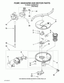 PUMP, WASHARM AND MOTOR PARTS Diagram and Parts List for KUDE40FXPA3  KitchenAid Dishwasher
