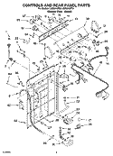 CONTROLS AND REAR PANEL PARTS Diagram and Parts List for LSR8010PT2  Whirlpool Washer
