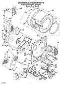 DRYER BULKHEAD PARTS Diagram and Parts List for LTE5243DQ4  Whirlpool Washer Dryer Combo