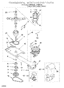 TRANSMISSION, MOTOR AND PUMP Diagram and Parts List for LCR5232DQ3  Whirlpool Washer