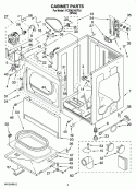 CABINET PARTS Diagram and Parts List for YCEM2760TQ1  Whirlpool Dryer