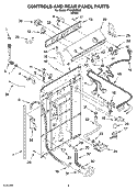 CONTROLS AND REAR PANEL PARTS Diagram and Parts List for ITW4300SQ0  Inglis Washer