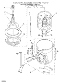 AGITATOR, BASKET AND TUB Diagram and Parts List for LCR5232DQ3  Whirlpool Washer