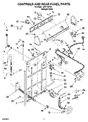 CONTROLS AND REAR PANEL PARTS Diagram and Parts List for LSR5132PQ3  Whirlpool Washer