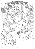 BULKHEAD PARTS Diagram and Parts List for GGW9200LL2  Whirlpool Dryer