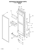 REFRIGERATOR DOOR Diagram and Parts List for 4YED2FHQKT00  Whirlpool Refrigerator