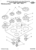 COOKTOP, BURNER AND GRATE Diagram and Parts List for KGCT305BWH2  KitchenAid Cooktop