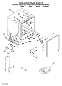 TUB AND FRAME PARTS Diagram and Parts List for GU2455XTSB2  Whirlpool Dishwasher