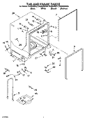 TUB AND FRAME PARTS Diagram and Parts List for KUDI02IRBL3  KitchenAid Dishwasher