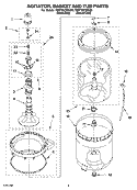 AGITATOR, BASKET AND TUB PARTS Diagram and Parts List for 7MWT96760SG0  Whirlpool Washer
