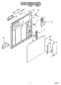 INNER DOOR PARTS Diagram and Parts List for DU948PWSQ0  Whirlpool Dishwasher