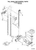 FILL, DRAIN, AND OVERFILL PARTS Diagram and Parts List for KUDT03FTPA2  KitchenAid Dishwasher