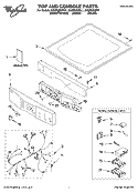 TOP AND CONSOLE PARTS Diagram and Parts List for GGW9250PL1  Whirlpool Dryer