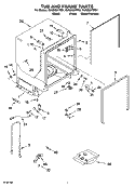 TUB AND FRAME PARTS Diagram and Parts List for GU3200XTPB1  Whirlpool Dishwasher