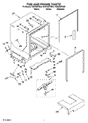 TUB AND FRAME PARTS Diagram and Parts List for KUDU03STBL0  KitchenAid Dishwasher