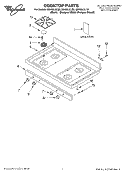 COOKTOP PARTS Diagram and Parts List for GS458LELB0  Whirlpool Range