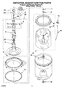 AGITATOR, BASKET AND TUB PARTS Diagram and Parts List for 4PLBR8543JT2  Whirlpool Washer