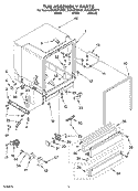 TUB ASSEMBLY Diagram and Parts List for DU945PWKT1  Whirlpool Dishwasher