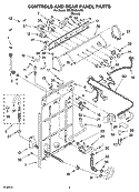 CONTROLS AND REAR PANEL PARTS Diagram and Parts List for 7MLSR8544JT6  Whirlpool Washer