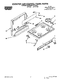 COOKTOP AND CONTROL PANEL, LIT/OPTIONAL Diagram and Parts List for FGP320AW0  Roper Range