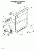 DOOR AND LATCH PARTS Diagram and Parts List for KUDS50FVPA0  KitchenAid Dishwasher