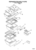 REFRIGERATOR SHELF PARTS Diagram and Parts List for 6ED2FHKXKQ03  Whirlpool Refrigerator