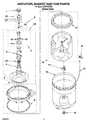 AGITATOR, BASKET AND TUB PARTS Diagram and Parts List for LSR7333PQ3  Whirlpool Washer
