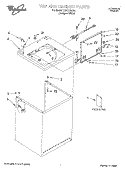 TOP AND CABINET, LITERATURE Diagram and Parts List for LXR7133JQ0  Whirlpool Washer