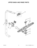 UPPER WASH AND RINSE PARTS Diagram and Parts List for KUDC10FXSS1  KitchenAid Dishwasher