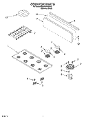 COOKTOP PARTS Diagram and Parts List for KDRP487MSS00  KitchenAid Range