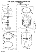 AGITATOR, BASKET AND TUB PARTS Diagram and Parts List for 3RATW3005TQ0  Whirlpool Washer