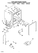 TUB AND FRAME PARTS Diagram and Parts List for GU2400XTPQ1  Whirlpool Dishwasher