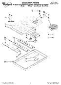 COOKTOP PARTS, OPTIONAL PARTS Diagram and Parts List for GJC3654RS01  Whirlpool Cooktop