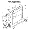DOOR AND LATCH PARTS Diagram and Parts List for GU3600XTRQ0  Whirlpool Dishwasher