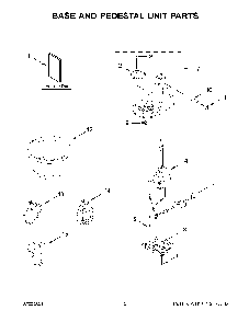 Base And Pedestal Unit Parts Diagram and Parts List for 9KSM3311XPT0  KitchenAid Mixer