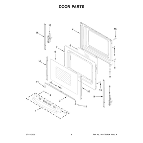 Door Parts Diagram and Parts List for WFES3330RS2  Whirlpool Range