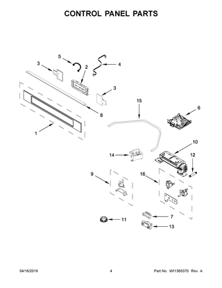 Control Panel Parts Diagram and Parts List for KEBC149BSS1  Whirlpool Wall Oven
