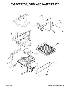 Evaporator, Grid, And Water Parts Diagram and Parts List for KUIX505EBS0  KitchenAid Ice Maker