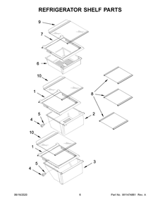 Refrigerator Shelf Parts Diagram and Parts List for WRS335SDHW03  Whirlpool Refrigerator