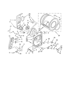 Bulkhead Diagram and Parts List for LGR3624JQ2  Whirlpool Dryer