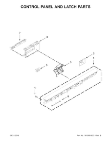 Control Panel And Latch Parts Diagram and Parts List for KDTE254ESS2  KitchenAid Dishwasher