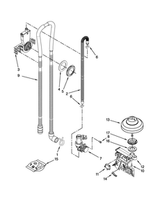 Fill, Drain And Overfill Parts Diagram and Parts List for 7WDT790SAYM3  Whirlpool Dishwasher