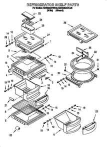 Refrigerator Shelf Diagram and Parts List for 885779  KitchenAid Refrigerator